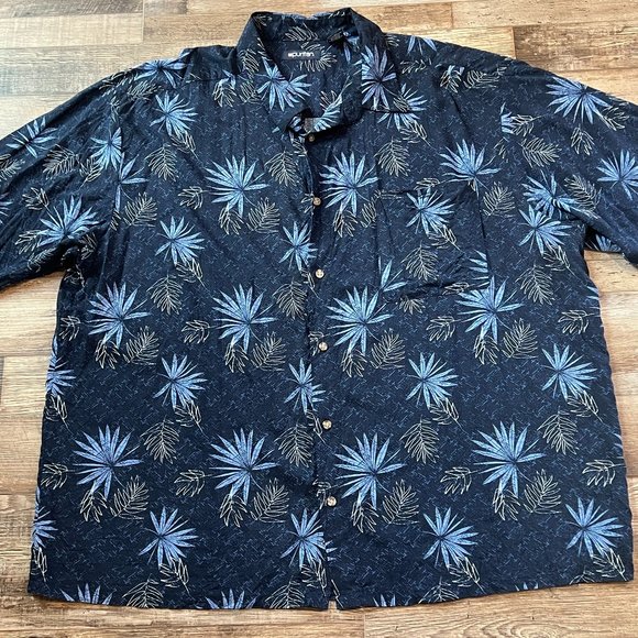 Puritan Other - Puritan Mens 3XL Blue Hawaiian Print Button Down Shirt Rayon